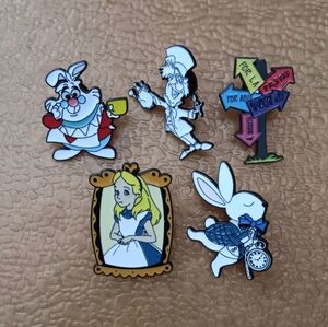Set Of 5 Alice in Wonderland Enamel Pins